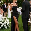 ABYOVRT Women Formal Dresses Sleeveless Bodycon Ruched High Slit Sexy Maxi Dress Cocktail Prom (Black, S)