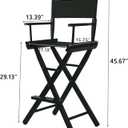 Tall Directors Chair Foldable 46'', Makeup Chair Black for Makeup Artist, 250lbs Capacity Solid Hardwood,Black