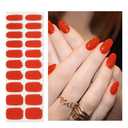 Pack Of 2 OAUEE Semi Cured Gel Nail Strips | Gel Nail Stickers with UV Light Required | Salon Quality, Easy Application and Removal（Red-Orange Color）