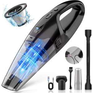 Handheld Vacuum Cordless Rechargeable, LED Light, 1.65 Pounds Car Vacuums Light Weight, Hand Vacuum Cordless Rechargeable with Washable Filter, USB Charge