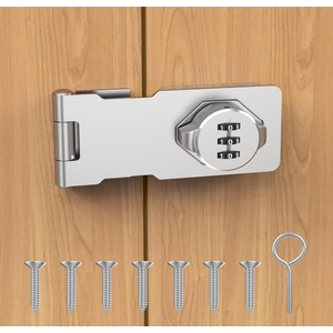 Cabinet Password Hasp Lock, Keyless Combination Lock for Small Doors, Bathroom, Outdoor, Garage, Garden, Silver, 2 Pack