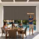 10'W x 8'H Mocha Outdoor Roller Shade with Crank Wand Patio Shades Roll up, UV Blocking & Privacy Protection, 120"W x 96"H