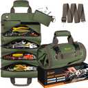 Tool Bag Roll Up, UUP Heavy Duty Portable Soft Tool Storage Organization, Foldable Empty Rollup Organizer with 2 Small Pouches, Rollable Carrying Toolbag, Dad Men Mechanic Welding Birthday Gift, Green