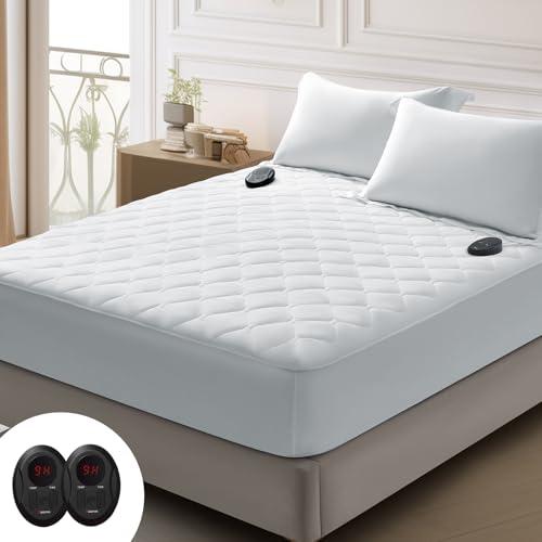 Bwarm Premium Quilted Heated Mattress Pad King Size, 78" x 80" Bed Warmer, 9 Heat Settings, 1-12 Hours Auto Off, Soft and Cozy, Deep Pocket, Fast Heating, Machine Washable