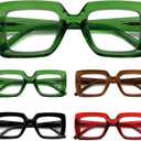 Eyekepper 5 Pack Square Reading Glasses for Women Stylish Readers Include 2 Pairs Green +3.50