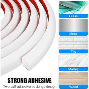 Pack of 2 Pluden Flexible Quarter Round Molding Trim, Double-Sided Self Adhesive Peel and Stick Quarter Round Rubber Trim Molding for Wall Edge Corner, Cabinet Edge, Countertops, 39inch, White