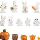 CCINEE 14PCS Rabbit Fairy Garden Accessories: Rabbit Miniature Figurines & Carrot Decor for Easter Bunny Garden & Terrarium