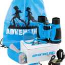 Adventure Kidz - Outdoor Exploration Kit, Childrens Toy Binoculars, Torch, Compass, Whistle, Magnifying Glass, Backpack. Great Kids Gift Set for Camping, Hiking, Educational and Pretend Play. (Blue)
