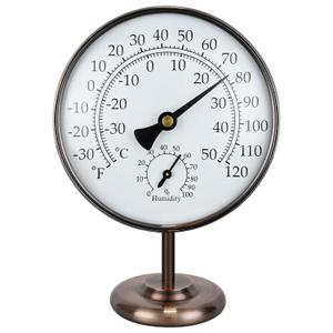 4 Outdoor Thermometer Hygrometer - Solid Brass Analog Temperature Gauge with Stand, No Battery Required Weather Dial Hygrometer Thermometer for Home, Office, Table or Decorative