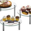3 Tier Round Tempered Glass Display Stand 9, 11, 13 for Cake, Cupcakes, Desserts, Bakery, Appetizers  Set of 3 Glass Retail Display Raiser. (Clear)