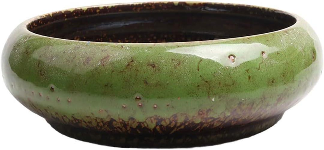 Lotus Bowl Planter, Lotus Bowls for Planting in Water Indoors,6.5-inch Round Succulent Flower Pot with Rotating Bracket, Leak-Proof Design, Suitable for hydroponic Plants, Succulents (Light Green)