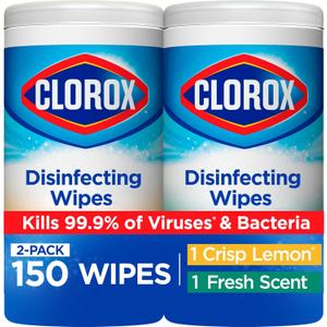 Clorox Disinfecting Wipes Value Pack, Bleach Free Cleaning Wipes, 75 Count Each, Pack of 2, Packaging May Vary Clorox Disinfecting Wipes Value Pack, Bleach Free Cleaning Wipes, 75 Count Each, Pack of 2, Packaging May Vary