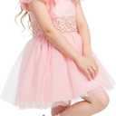 K KomForme Girls Dress Shoes Glitter Mary Jane Pumps with Bow, Low Heel Party Wedding Princess Shoes Kids Size 3