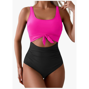 Eomenie Women's One Piece Swimsuit Tummy Control Slimming Bathing Suit Cutout Tie Knot Swimwear, M