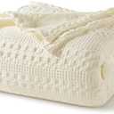 PHF 100% Cotton Waffle Weave Blanket King Size for Bed, Soft Lightweight & Breathable, All-Season Comfort, 300 GSM Luxury Aesthetic Blanket for Home Decor, 108"x90", Cannoli Cream