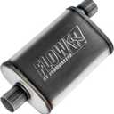 Flowmaster Flow FX Chambered Muffler  2.50 Offset In / 2.50 Center Out  Moderate Sound  Stainless Steel  Affordable Performance for Modern Trucks, Muscle Cars & Daily Drivers (71226)