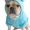 French Bulldog Clothes Halloween Dog Costume Sweater for Medium Dogs Girl Boy, Frenchie Clothes Halloween Costumes Winter Coat Hoodies Sweatshirt for Doggy and Cat, Blue Sweater, Large 