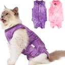 2Pack Cat Surgery Recovery Suit Female,Cat Onesie for Cat After Surgery Female,Kitten Spay Surgical Recovery Suit Stop Licking Abdominal Wound,Pink&Purple M (M (3.5-7lb))