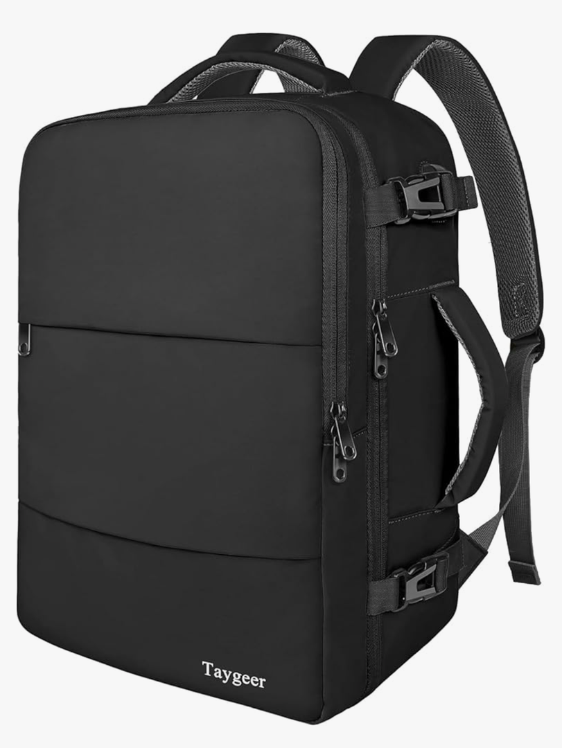 Taygeer Travel Laptop Backpack for Men Women, Airplane Approved Travel Backpack Suitcase with Usb Charging Port, Lightweight College 35l Luggage Bag 15.6inch Laptop Mochila Gifts for Business,Black