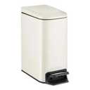 Small Trash Can with Soft-Close Lid and Pedal, 6L Stainless Steel Bathroom Garbage Bin with Removable Inner Bucket, Milky White
