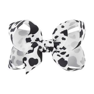 Moo Cow Print Hair Bow for Girls Cowgirl Accessories Infant Toddler Kids Teen Baby Girl Hair Clips Black and White Alligator Hairpins