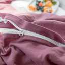 AMWAN Modern Purple Mauve Solid Cotton Duvet Cover with 2 Pillowcases, King Size, Knit Comforter Cover, Luxurious Bedding Set