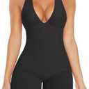 VVX Shorts Bodysuit for Women Tummy Control Shapewear Seamless Sexy Butt Lifting Workout Bodycon One Piece Short Jumpsuit Size M