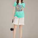 100 Day Brighter Shirt Women Teacher School T-Shirt 100 Days School Teacher Tee Tops (Blue, L)