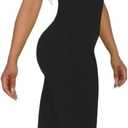 Hafailia Womens Sexy Sleeveless One Piece Jumpsuits Cutout Bodycon High Waisted Club Outfits Catsuits (Black, L)