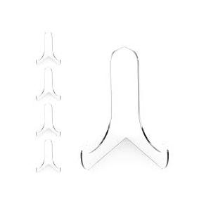 Boloyo-Degree Angle Acrylic Plate Display Stand , 6 Inch 5PC Clear Acrylic Display Holder Easel Base for Home Office Kitchen School Art Display 6 Pack