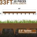 Worth Garden 10-Pack Corten Steel Landscape Lawn Edging - 5in H (2.5" above ground + 2.5" spikes) Rust Patina Bendable Metal Strips - Hammer-in Border with 11 Clips - Yard Pathway Divider (33Ft Total)