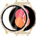 Bling Band with Case Compatible with Samsung Galaxy Watch 4 & 5 40mm 44mm Model，20mm Stylish Stainless Band Bling Diamond Butterfly Bracelet for Women (Gold-40MM)