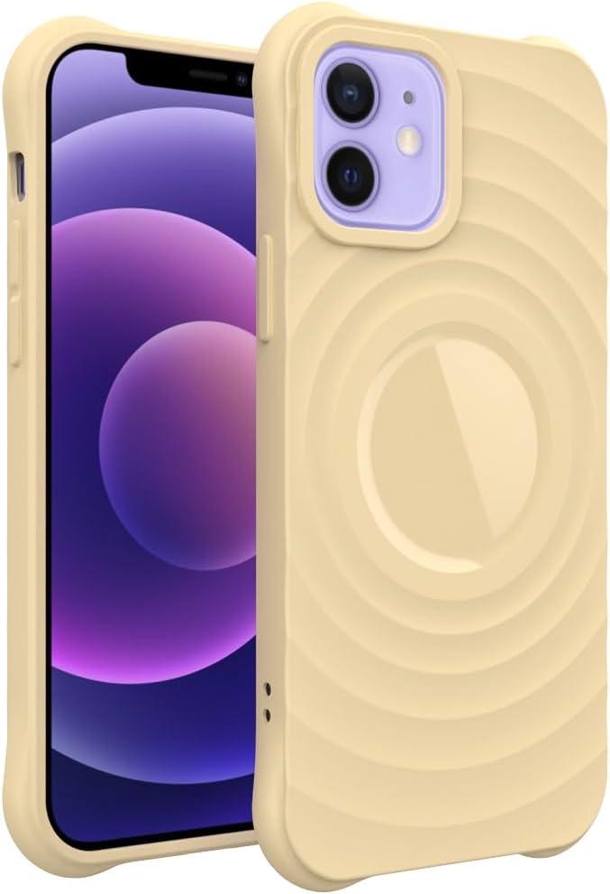Case for iPhone 12, Thin Slim Stylish Ripple Pattern Design, iPhone 12 Pro Protective Cover 6.1 inch, Yellow