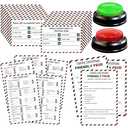 IIDEA Christmas Friendly Feud Game with 1 Answer Buzzers, Fun Holiday Cards for Family Game Night Trivia Quiz for Xmas Party Class Office Groups Team Building Holiday Gathering