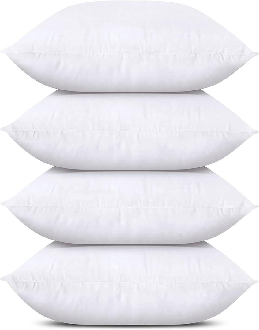 Utopia Bedding Throw Pillows (Set of 4, White), 18 x 18 Inches Pillows for Sofa, Bed and Couch Decorative Stuffer Pillow (18x18 Inch)