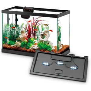 Aqueon Aquarium Starter Kit with Smart Clean Filtration and LED Lighting, Freshwater and Saltwater Fish, Perfect for Tetras, Guppies, Platies, 10-Gallon