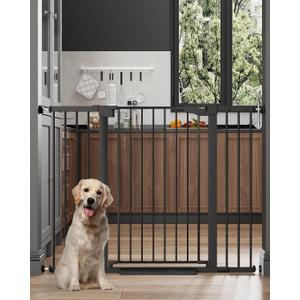 Cumbor 36" Extra Tall 29.7-51.5" Baby Gate for Stairs, Easy Walk Through Dog Gates for Doorways Extra Wide, Pressure Mounted Tall Pet Gate Indoor, Safety Auto-Close Child Gate for Kids, Black
