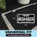 Dazzling Bling License Plate Frame for Women - 1 Piece, 800 Premium Rhinestones, Rust-Free Stainless Steel, Street Legal Slim Design, Sparkly Diamond Car Tag Holder with Glitter Crystal Screw Caps