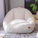 Giant Bean Bag Chair for Adults, Teens and Kids, Cozy Fluffy Corduroy Beanbag Chair with Filler, Large Floor Lounge Sofa for Living Room, Bedroom, Dorm, Gaming and Reading(L-Eggshell)