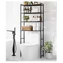 4-Tier Over The Toilet Storage Rack, Bathroom Organizer with One-Piece Metal Mesh Shelves, Over Toilet Shelf with Adjustable Feet & Anti-Tip Kit, Space-Saving Bathroom Storage, Black