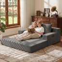 Boneless Loveseat Folding Sofa Bed, Foldable Floor Futon Sleeper Couch Bed - Convertible Sofa Bed, Corduroy Pull Out Sofa Bed with 2 Pillows for Living Room & Bedroom