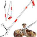 50" Collapsible Snake Grabber Tongs, Stainless Steel Snake Catcher Tool with Wide Jaws & Non-Slip Handle  Humane Reptile Handling Tool for Home, Yard & Outdoor Safety (Red)