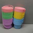 Havawish Easter Baskets Bulk with Handle Small Colorful Plastic Eggs Baskets Easter Bucket for Egg Hunt Spring Party Favors(50 Pcs,Round)