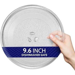 IMPRESA Microwave Glass Plate Replacement - 9.6-Inch Clear Tempered Glass - Compatible with LG, Sears, Kenmore, Emerson & HighPointe - Includes 3-Part Turntable Coupler & Centerpiece