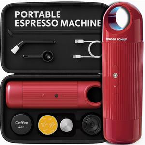 Portable Espresso Machine  Automatic Mini Espresso Maker & Travel 5 Cup Coffee Maker for Camping  Small Expresso Coffee Machine for Grounds & Pods  Cafetera Espresso, Cafeteras Elctricas Modernas (Red)