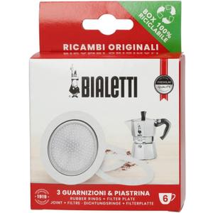 Bialetti Spare Parts, Includes 3 Gaskets and 1 Plate, Compatible with Moka Express, Fiammetta, Break, Happy, Dama, Moka Timer and Rainbow (6 Cups)