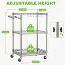 3 Tier Rolling Utility Metal Carts with Wheels Heavy Duty Cart 750Lbs
