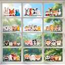 Funny Animal Wall Stickers - 12P Animal Vinyl Decals Large Size 13.8x7.5 Inch Waterproof Window Clings for Kids Room Nursery Living Room Decor, Cute Fox Car Decals for Vehicles