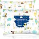Babebay Toddler Pillow,13 x 18 Kid Pillows for Sleeping, Machine Washable Kids Pillow with Soft Cotton Pillowcase, Perfect for Travel, Toddlers Cot (Animal Letters)
