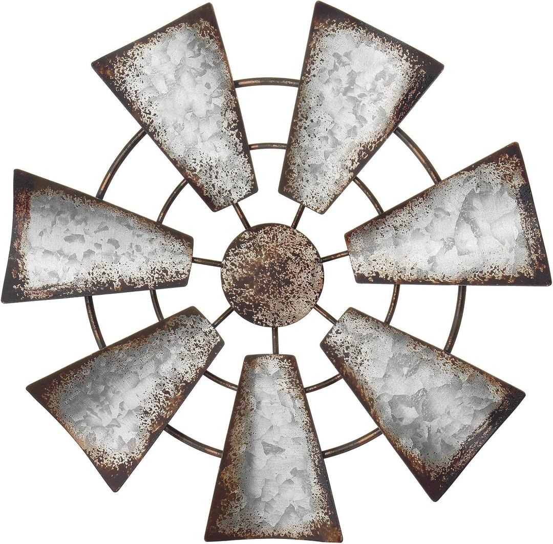 Mkono 11.5" Small Farmhouse Windmill Wall Decor Rustic Iron Wall Hanging Decoration Metal Wall Art Ornament for Bedroom Nursery Living Room Dorm Home
